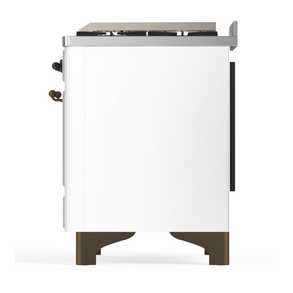 ILVE UMD40FNR3WHB Majestic III 40 inch Dual Fuel Range with 6 Burners and Griddle, Dual Function Burner up to 25,000 BTU (Natural Gas, Triple Glass Door, White, Burnished)