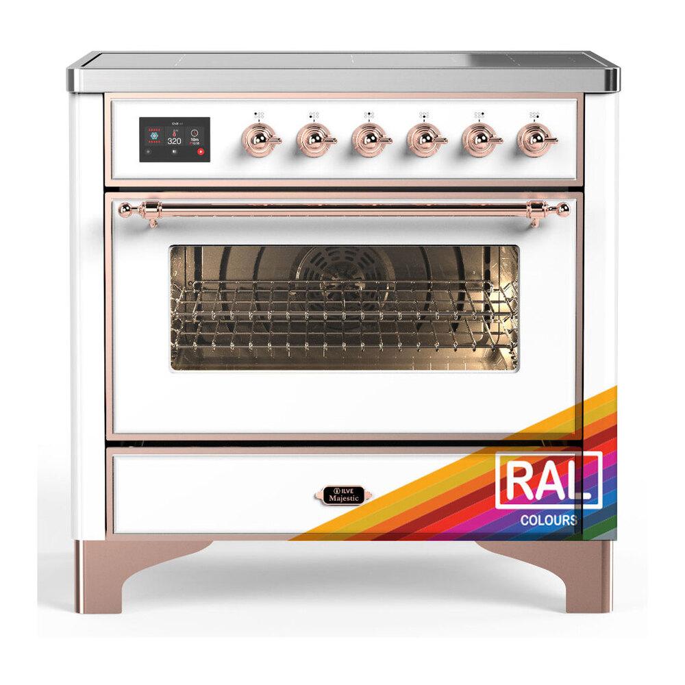 ILVE UMIB36NR3RAP Majestic III 36 inch Induction Range with 6 Elements, 3.5 cu. ft. Total Oven Capacity (Triple Glass Door, RAL, Copper)