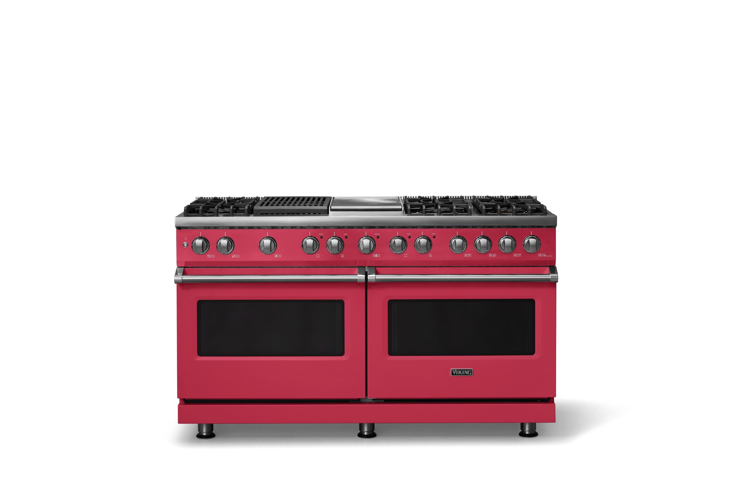 60"W.Dual Fuel Range (Finish: Valentine, Trim: Polished Chrome, Fuel: Natural Gas)