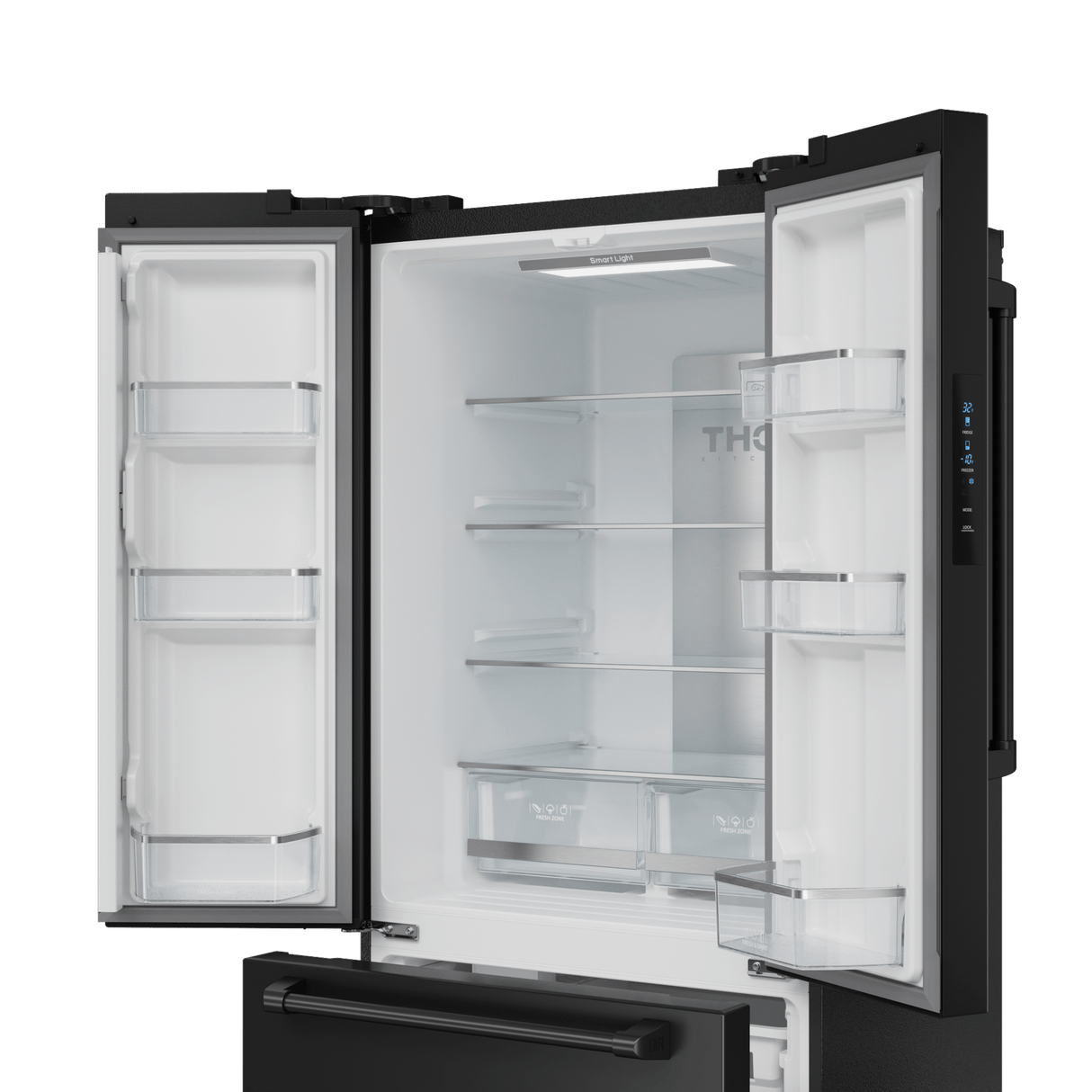 30 Inch 17.5 Cu Ft French Door Counter Depth Refrigerator With Ice Maker In Black Gordon Ramsay Series