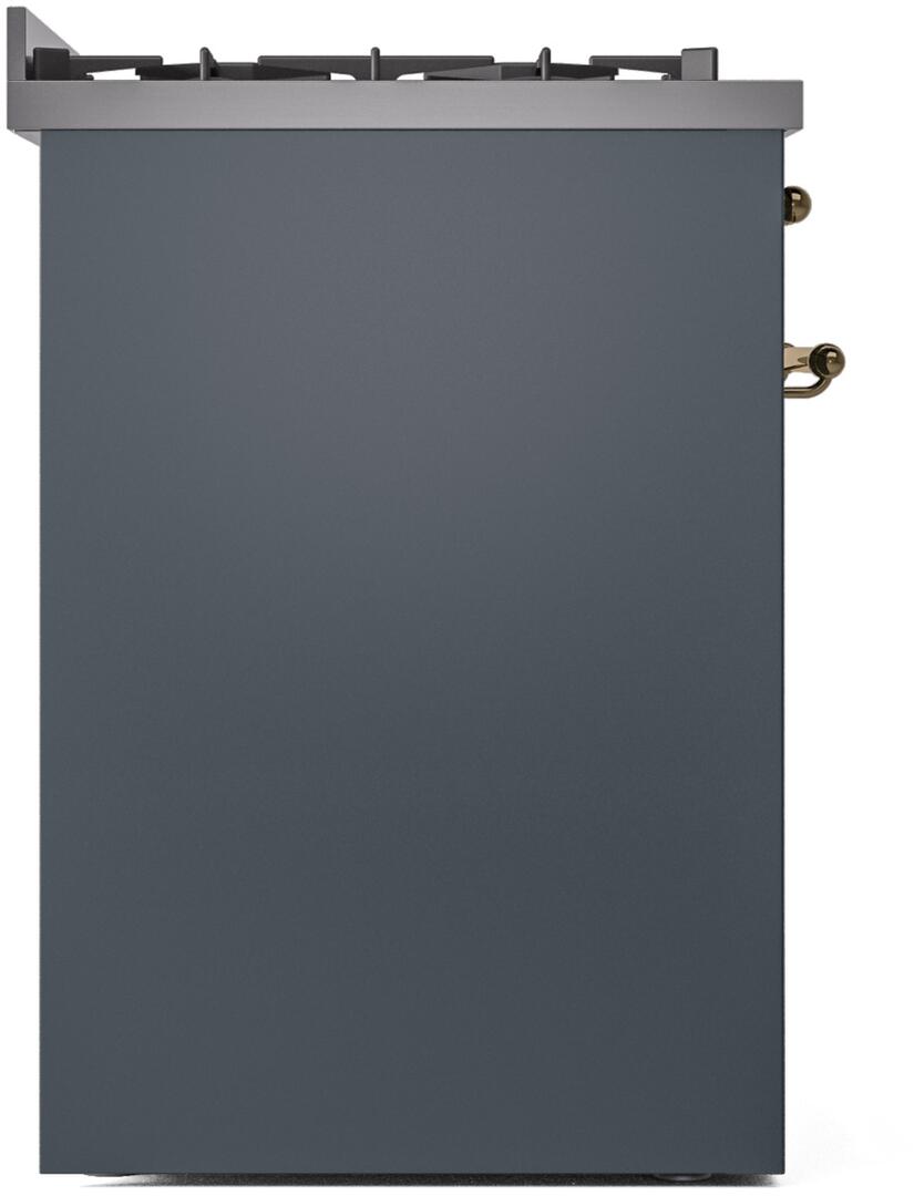 Nostalgie II 30 Inch Dual Fuel Liquid Propane Freestanding Range in Blue Grey with Brass Trim