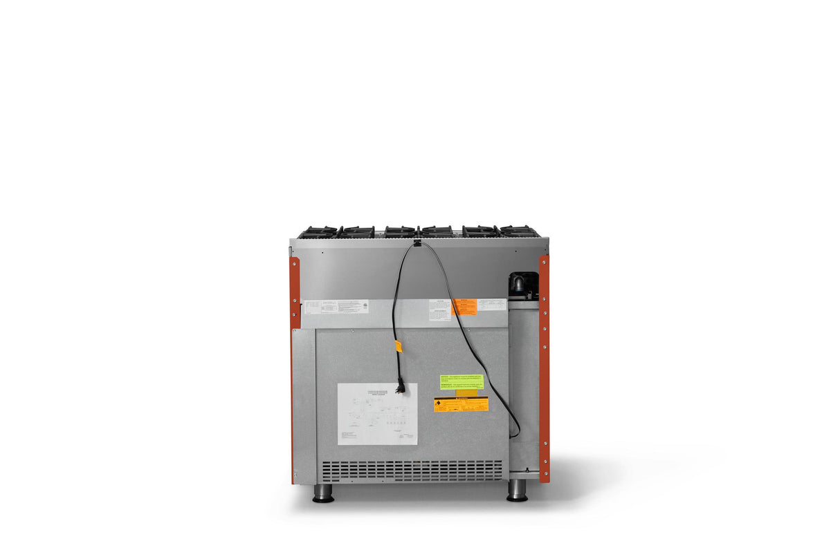 36"W. Open Burner Gas Range (Finish: Spiced Cider, Trim: Brushed Brass, Fuel: Natural Gas)