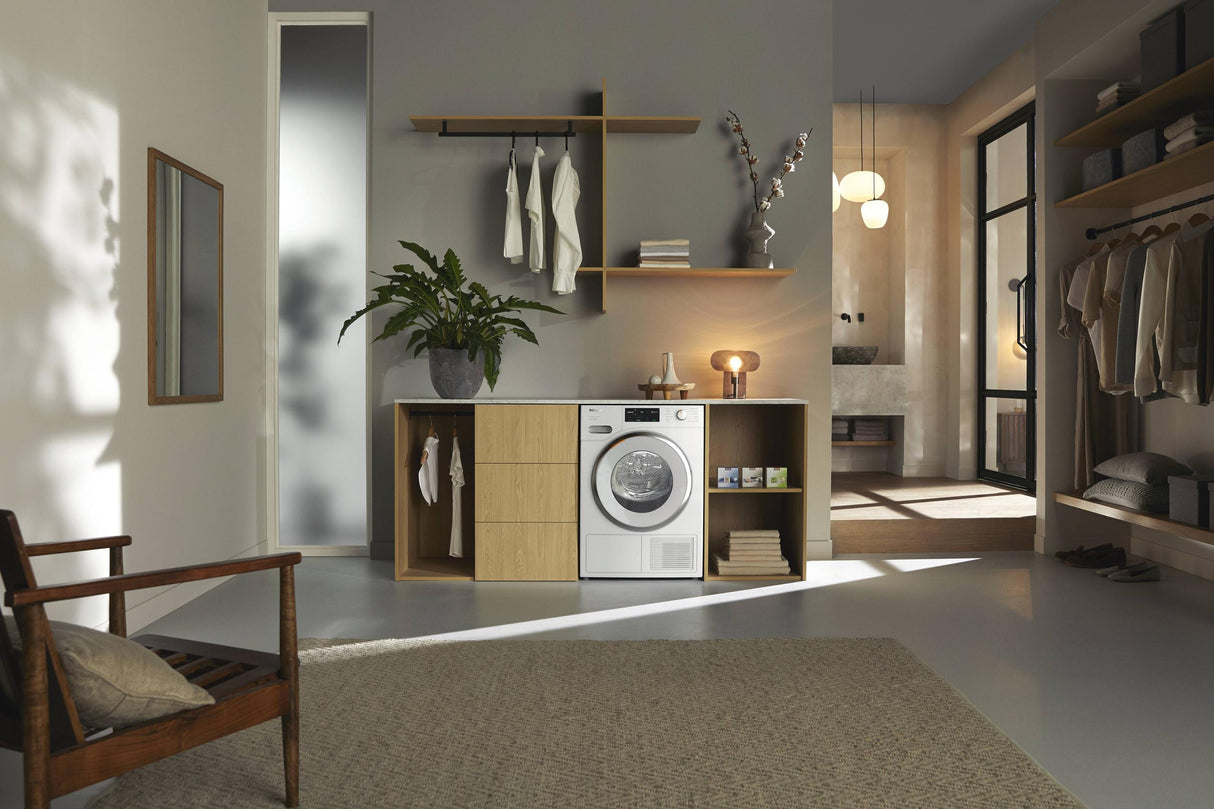 TXI680WP Eco & Steam Lotus white - T1 Heat-Pump Dryer: 18lb ComfortSensor SteamFinish Honeycomb drum FragranceDos Miele@home