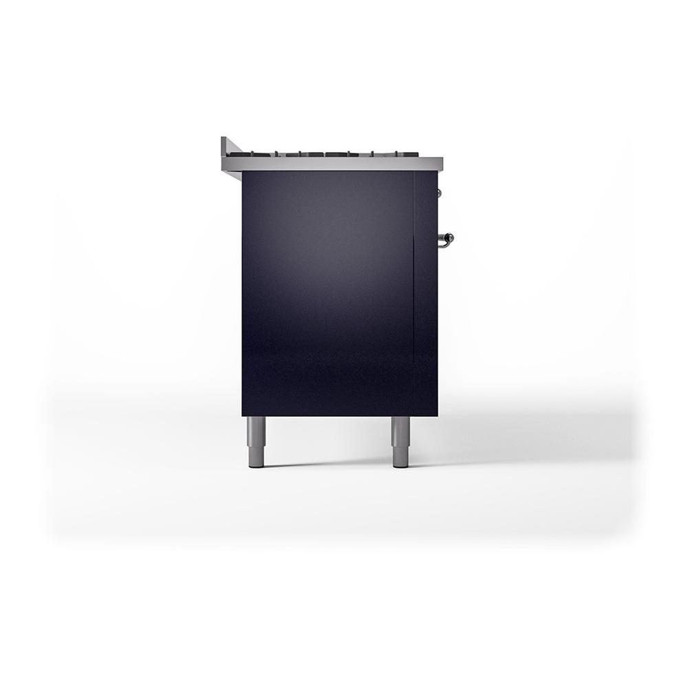 ILVE UN60FQNMPMBC Nostalgie II Noblesse 60 inch Dual Fuel Range (9 Sealed Burners + Griddle, Natural Gas, Solid Door, Midnight Blue, Chrome)