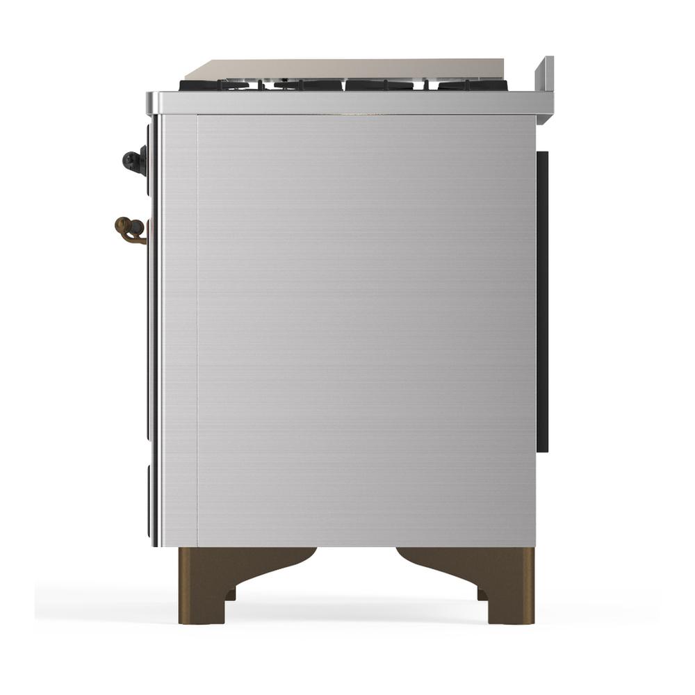 ILVE UM48FQNR3SSBLP Majestic III 48 inch Dual Fuel Range with 8 Burners and Griddle, Dual Function Burner up to 25,000 BTU (Liquid Propane, Solid Door, Stainless Steel, Burnished)