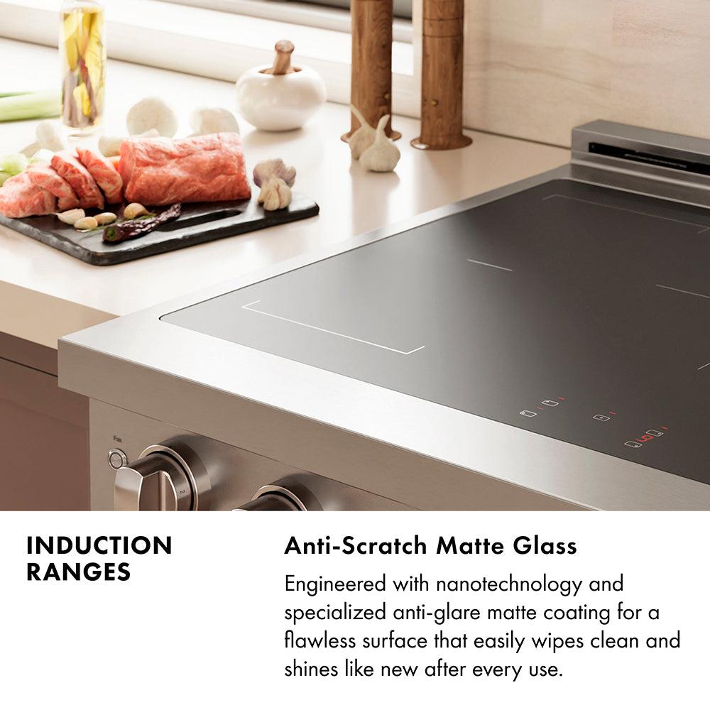 ZLINE Autograph Edition 36 in. 5.2 cu. ft. Paramount Induction Range with 5 Element Cooktop and Electric Convection Oven in Black Stainless Steel with Champagne Bronze Accents (SINRBZ-36-CB)