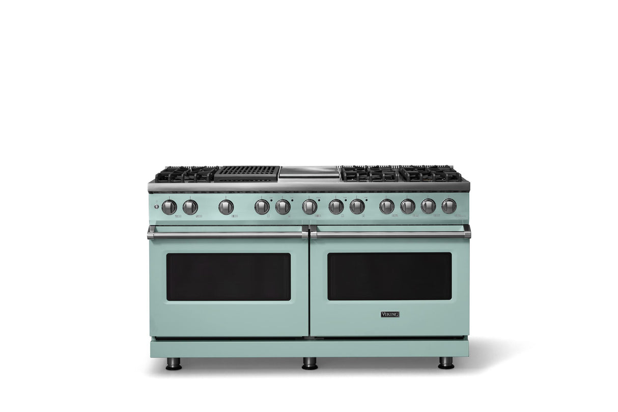 60"W.Dual Fuel Range (Finish: Splash, Trim: Polished Chrome, Fuel: Propane)