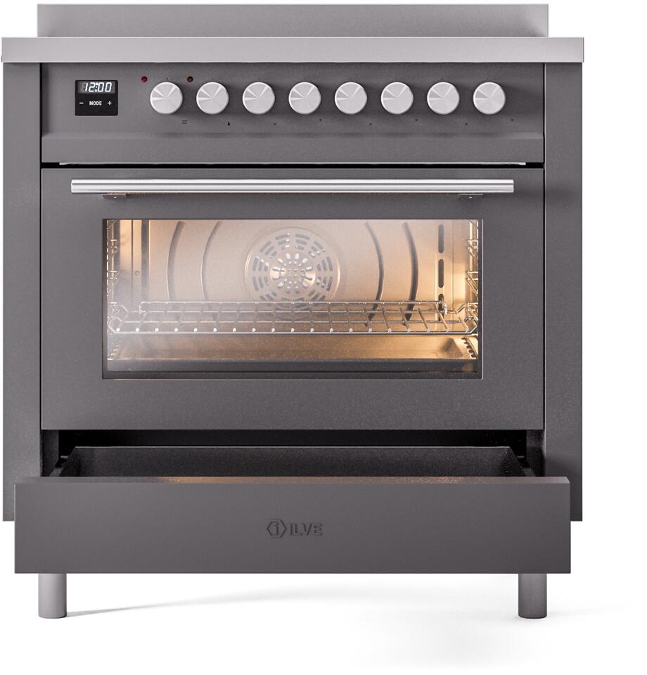 Professional Plus II 36 Inch Electric Freestanding Range in Matte Graphite with Trim