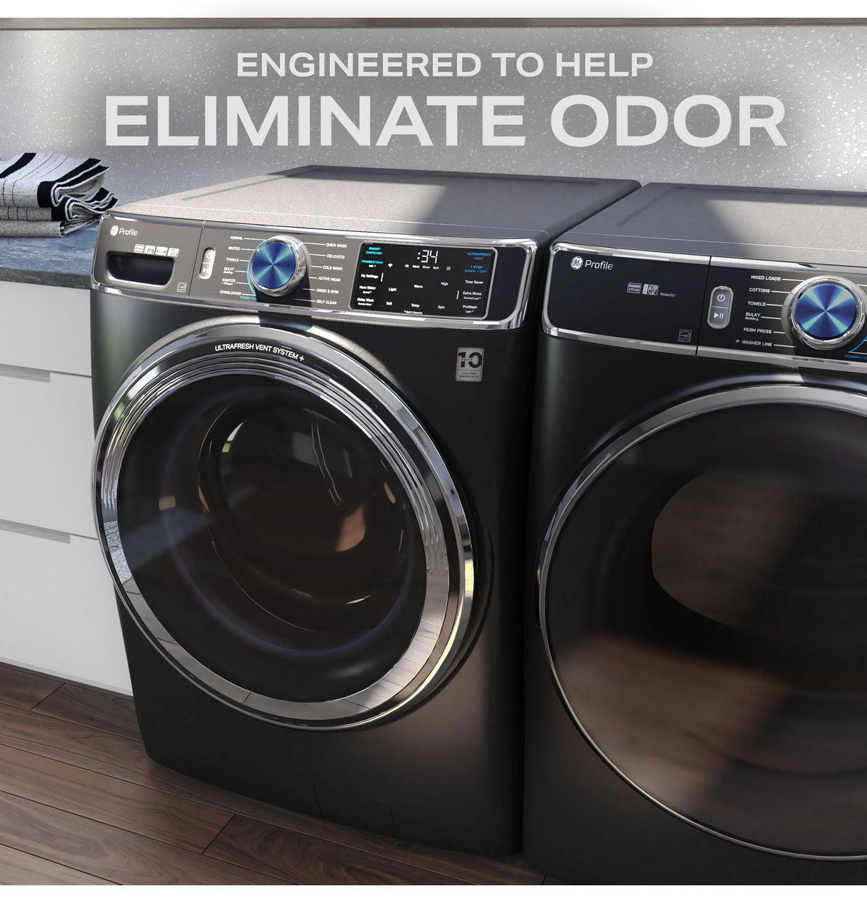 GE Profile™ 5.3 cu. ft. Capacity Smart Front Load ENERGY STAR® Steam Washer with Adaptive SmartDispense™ UltraFresh Vent System Plus™