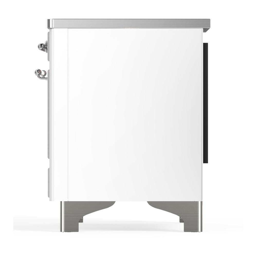 ILVE UMDIB40QNR3WHC Majestic III 40 inch Induction Range with 6 Elements, 3.82 cu. ft. Total Oven Capacity (Solid Door, White, Chrome)