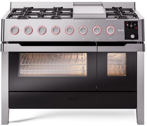 Panoramagic 48 Inch Dual Fuel Liquid Propane Freestanding Range in Stainless Steel with Trim