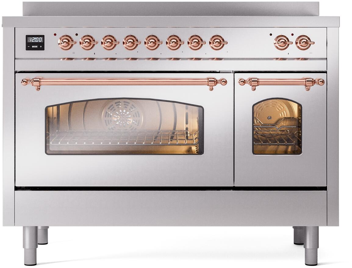 Nostalgie II 48 Inch Electric Freestanding Range in Stainless Steel with Copper Trim