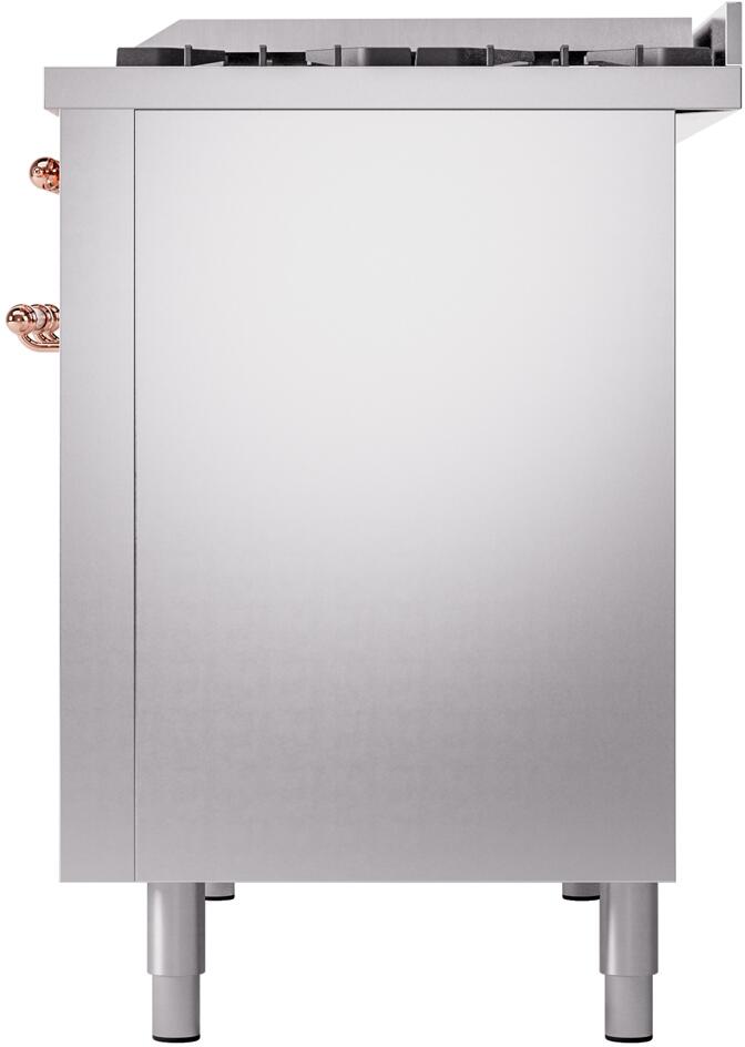 Nostalgie II 48 Inch Dual Fuel Natural Gas Freestanding Range in Stainless Steel with Copper Trim