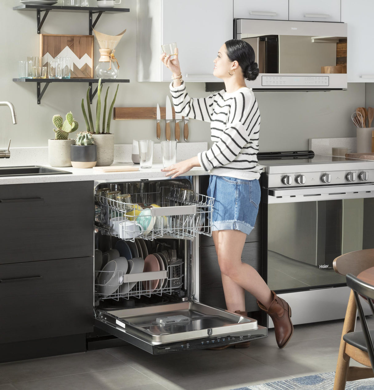 Haier ENERGY STAR® Smart Top Control with Stainless Steel Interior Dishwasher with Sanitize Cycle