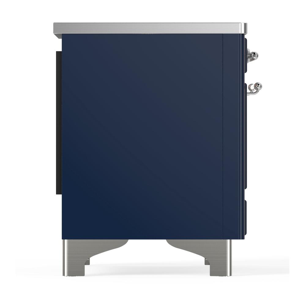 ILVE UMDIB40QNR3MBC Majestic III 40 inch Induction Range with 6 Elements, 3.82 cu. ft. Total Oven Capacity (Solid Door, Midnight Blue, Chrome)