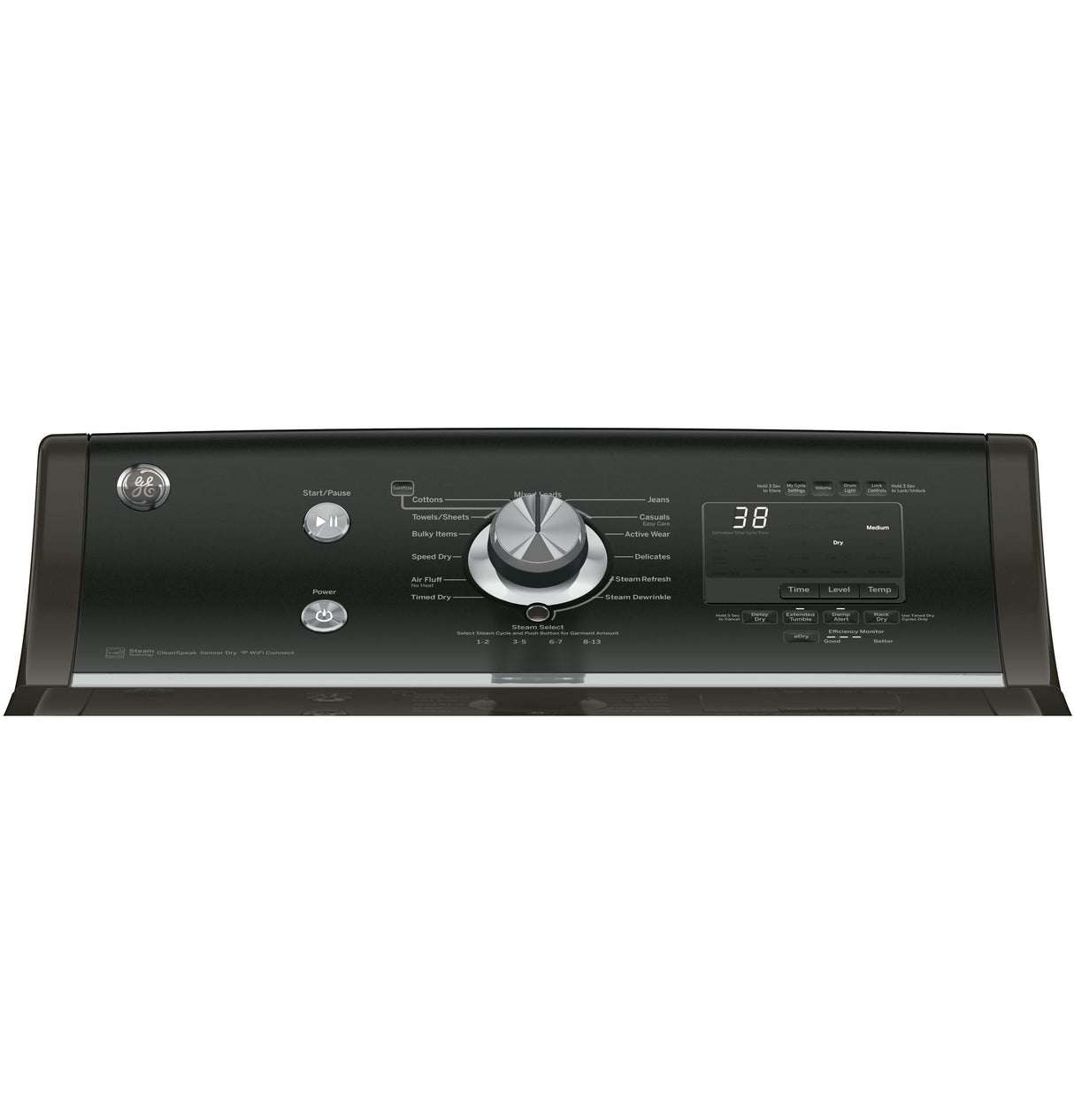 GE® 7.8 cu. ft. capacity gas dryer with stainless steel drum and steam