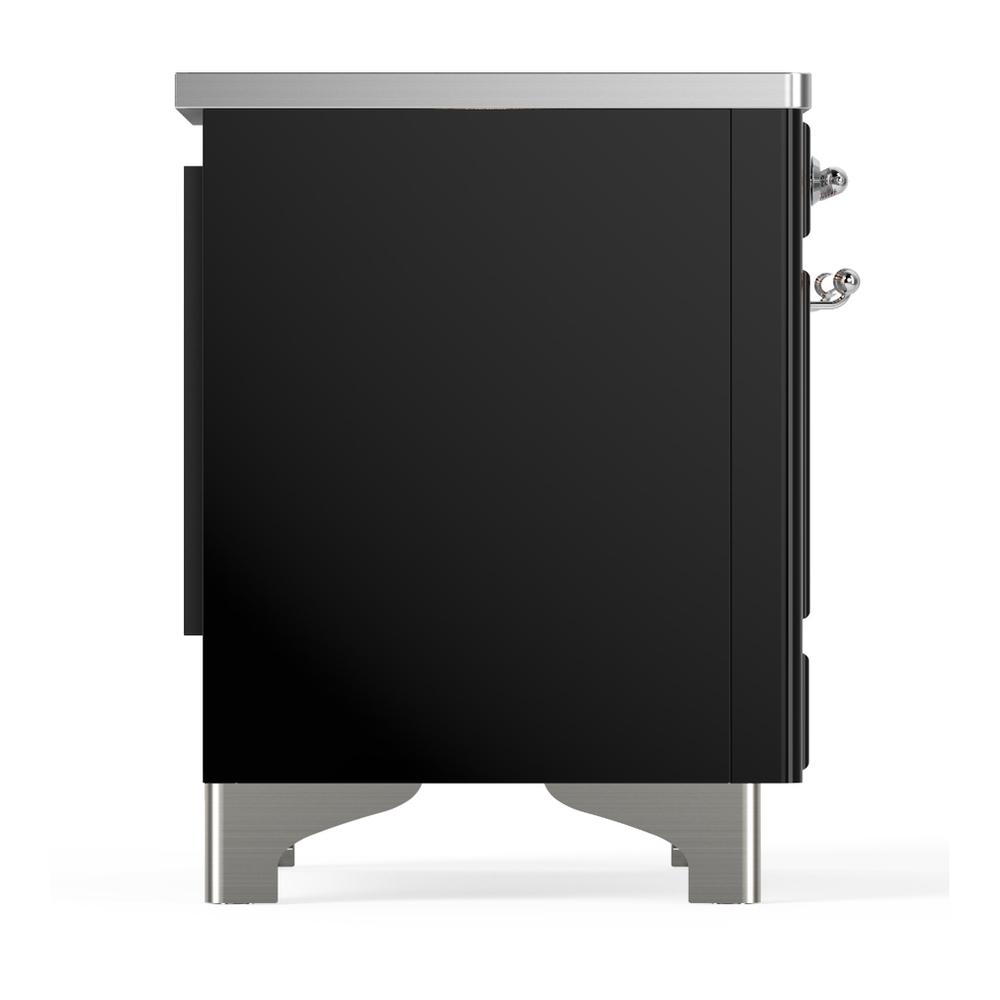 ILVE UMDIB40QNR3BKC Majestic III 40 inch Induction Range with 6 Elements, 3.82 cu. ft. Total Oven Capacity (Solid Door, Glossy Black, Chrome)