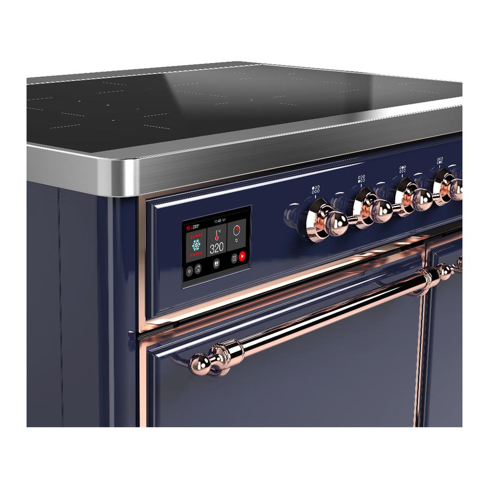 ILVE UMDIB40QNR3MBP Majestic III 40 inch Induction Range with 6 Elements, 3.82 cu. ft. Total Oven Capacity (Solid Door, Midnight Blue, Copper)
