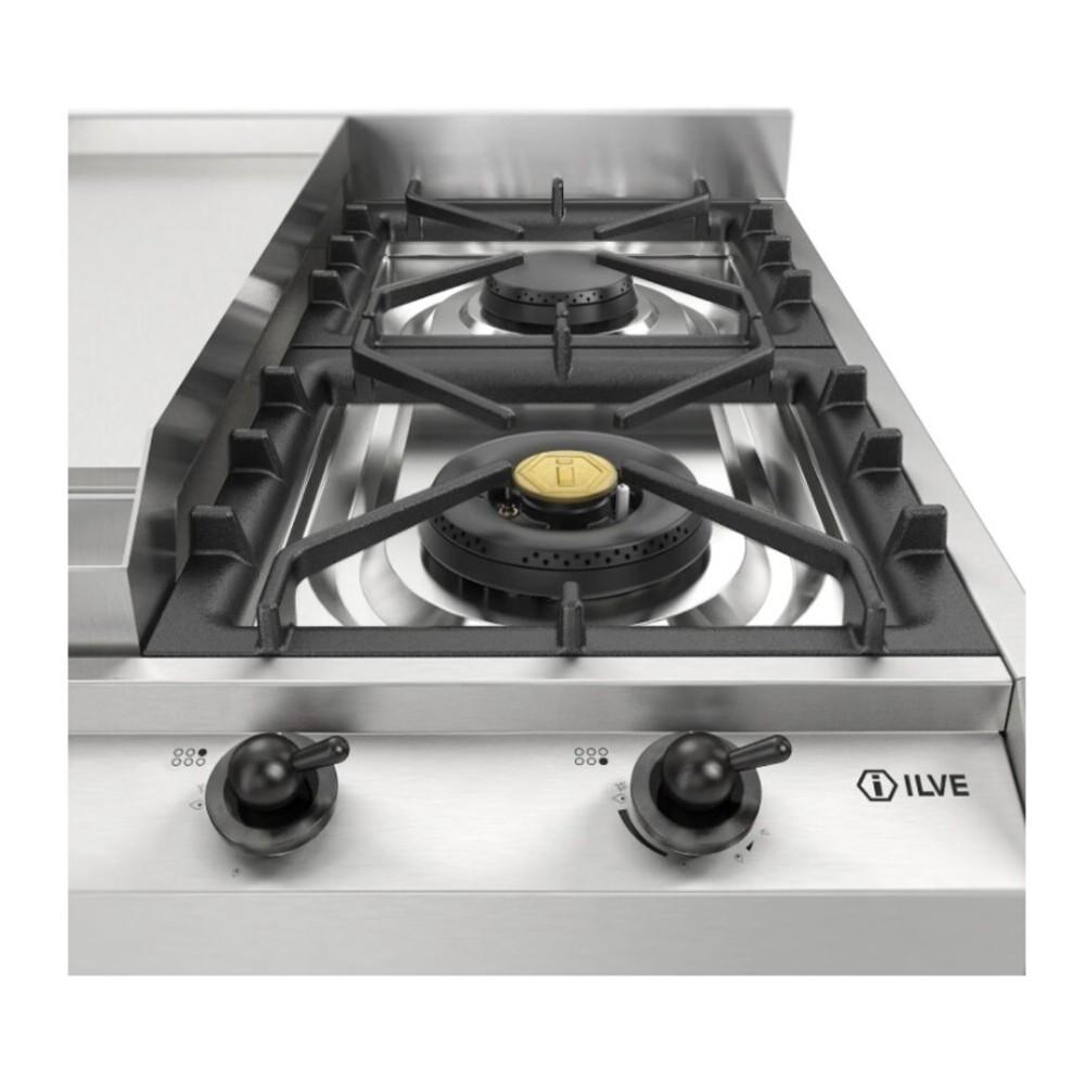 ILVE UHCP965FNSSBLP Nostalgie II 36 inch Built-In Gas Cooktop with Griddle, in Stainless Steel (Liquid Propane, Burnished)