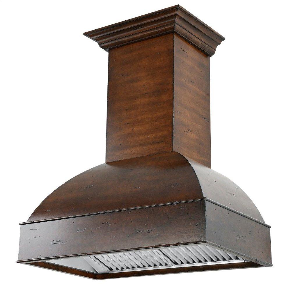 ZLINE 36 in. Wooden Wall Mount Range Hood in Walnut and Hamilton - Includes Remote Motor (369WH-RS-36)