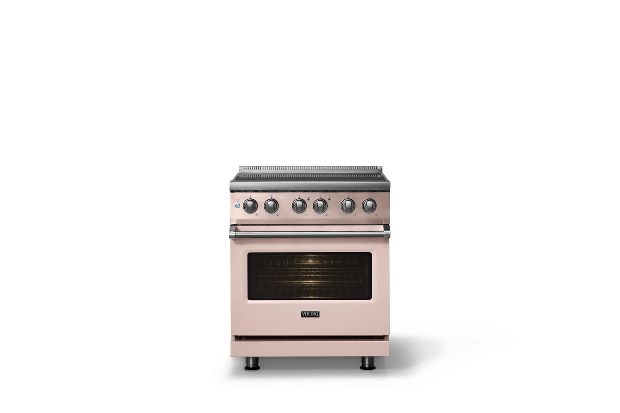 30"W. Induction Range (Finish: Blush, Trim: Polished Chrome)