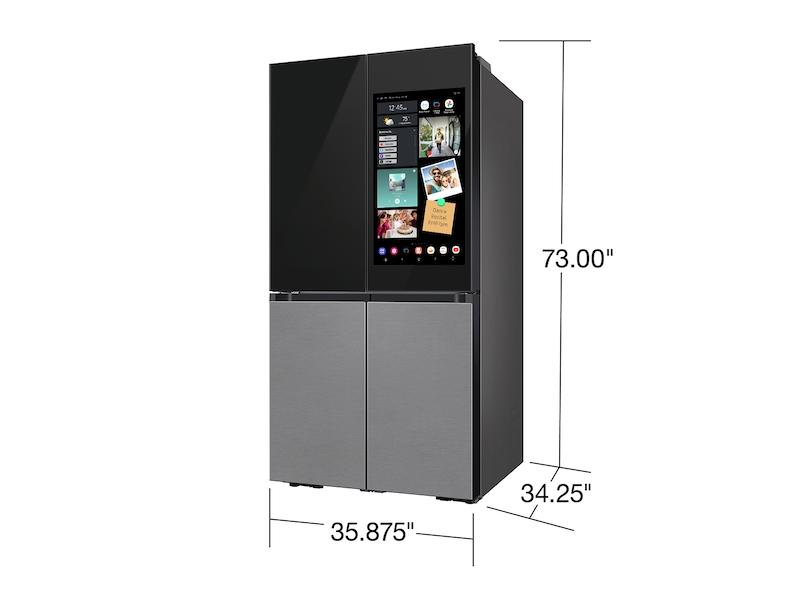 Bespoke 4-Door Flex™ Refrigerator (29 cu. ft.) with Family Hub™+ in Charcoal Glass Top and Stainless Steel Bottom Panels