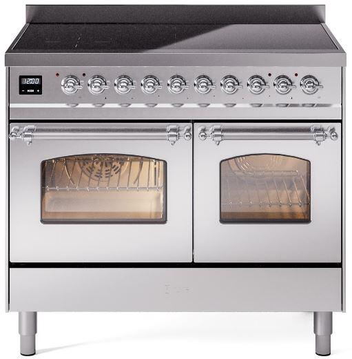 Nostalgie II 40 Inch Electric Freestanding Range in Stainless Steel with Chrome Trim