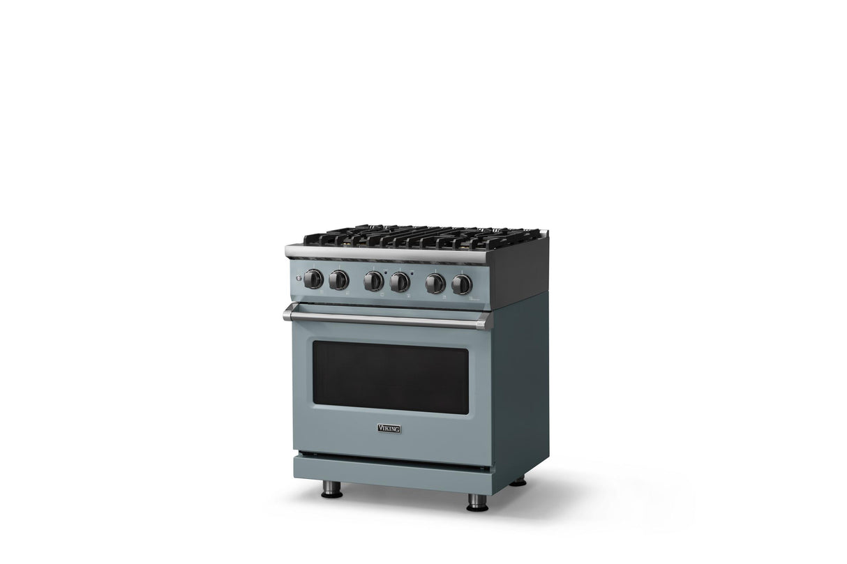30"W. Dual Fuel Range (Finish: November Sky, Trim: Polished Chrome, Fuel: Natural Gas)