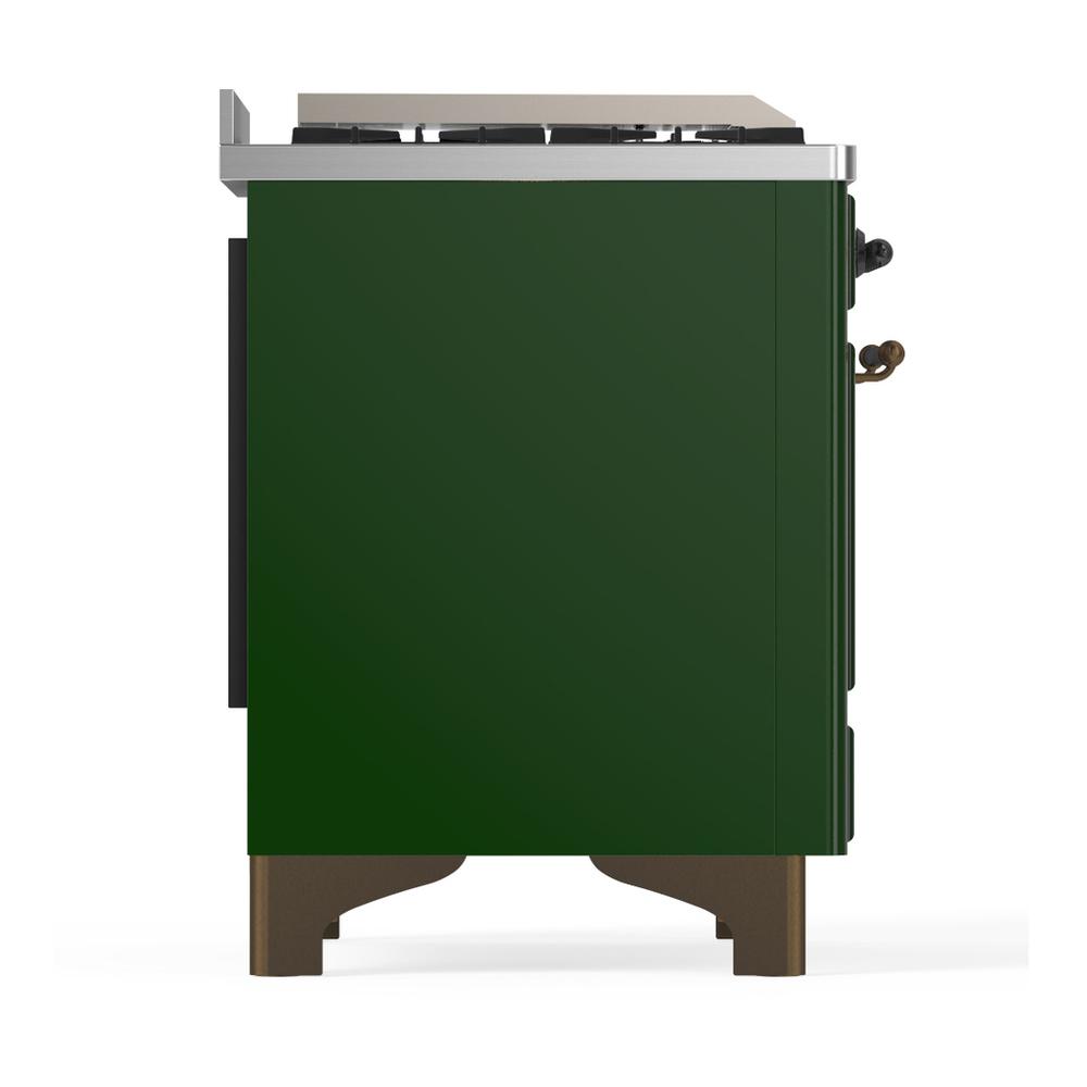 ILVE UM60FSNR3EGBLP Majestic III 60 inch Dual Fuel Range with 7 Burners, Griddle and French Top, Dual Function Burner with up to 25,000 BTU (Liquid Propane, Triple Glass Door, Emerald Green, Burnished)