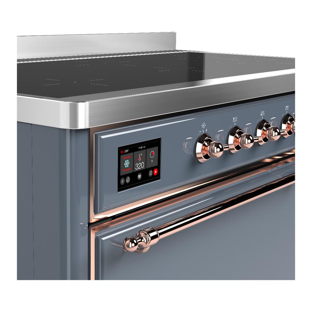 ILVE UMIB48QNR3BGP Majestic III 48 inch Induction Range with 6 Elements, 5.02 cu. ft. Total Oven Capacity (Solid Door, Blue Grey, Copper)