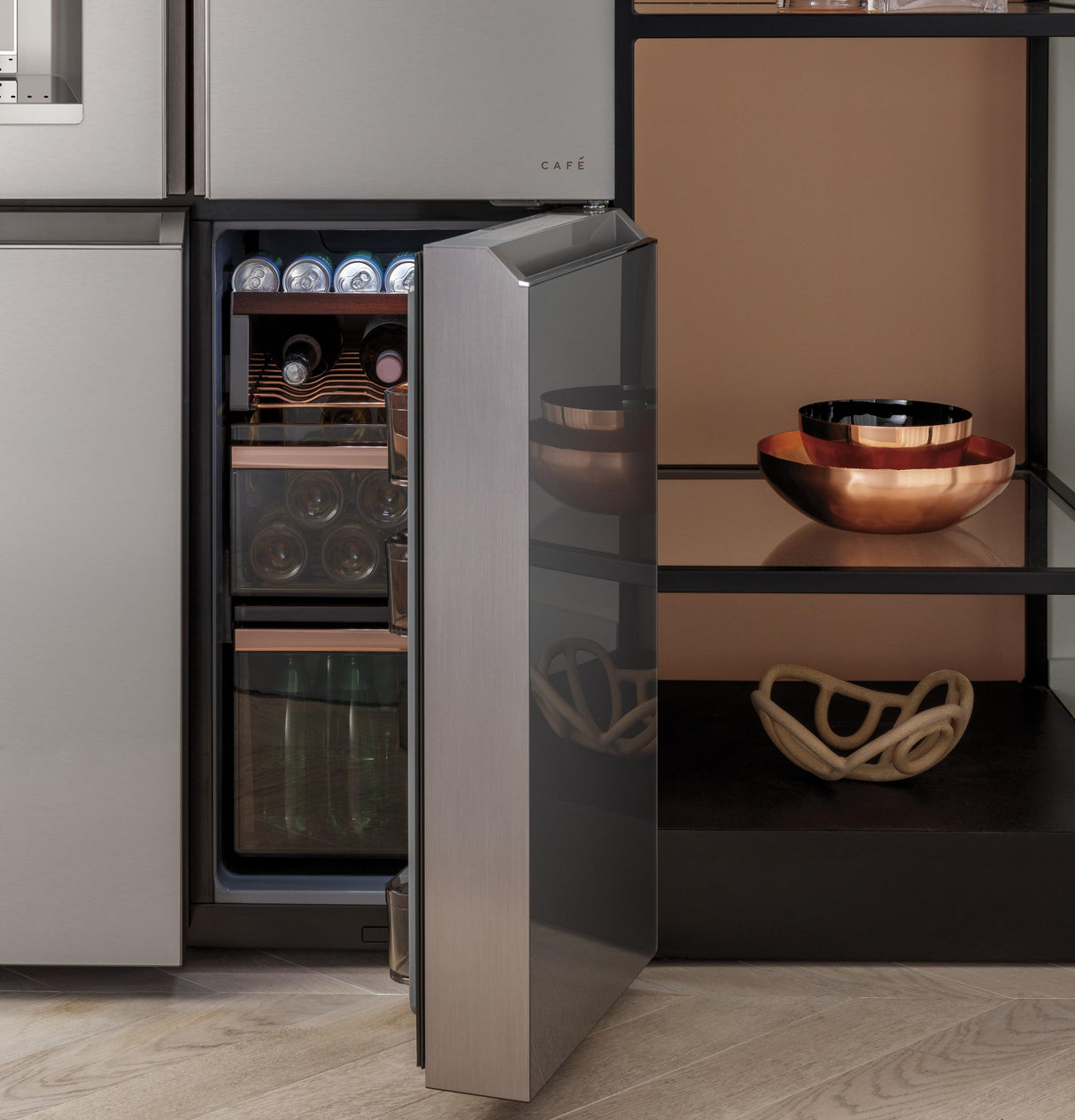 CAF(EBACK)™ ENERGY STAR® 27.4 Cu. Ft. Smart Quad-Door Refrigerator in Platinum Glass
