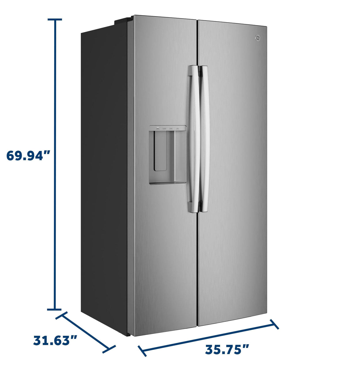 GE® 23.6 Cu. Ft. Counter-Depth Side-By-Side Refrigerator with Extra Tall Dispenser and In-Door Icemaker