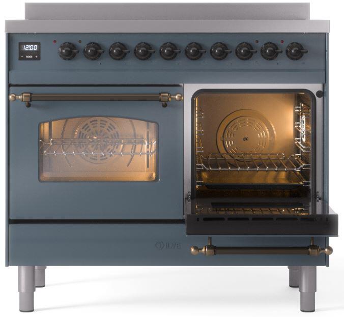 Nostalgie II 40 Inch Electric Freestanding Range in Blue Grey with Bronze Trim