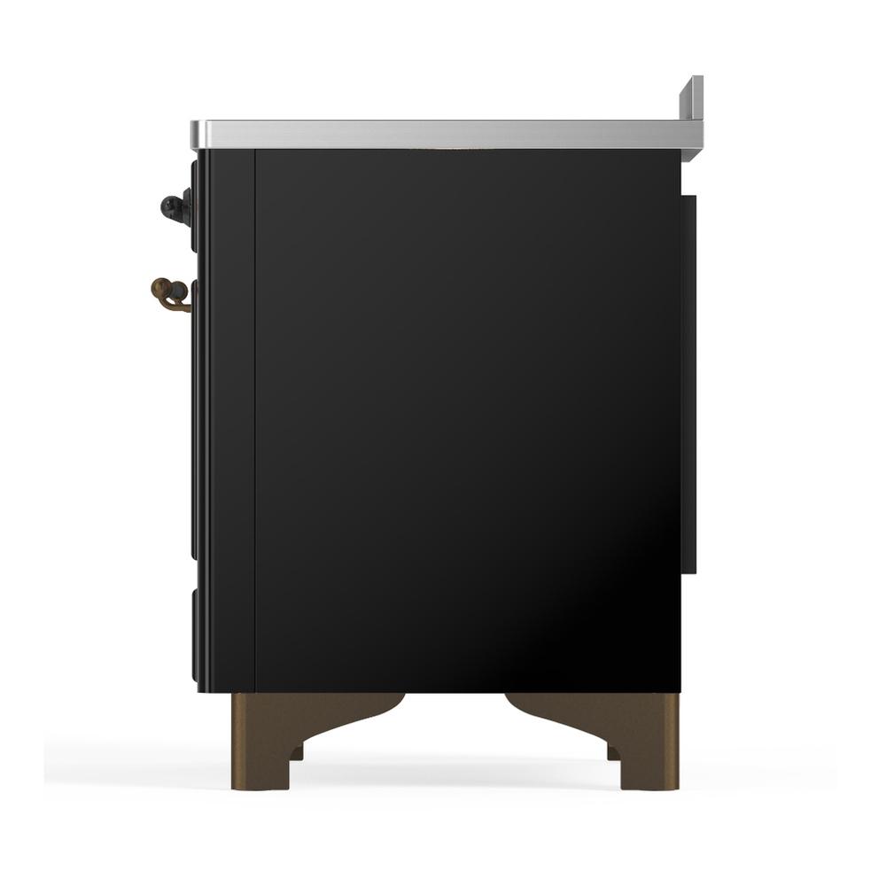 ILVE UMIB48QNR3BKB Majestic III 48 inch Induction Range with 6 Elements, 5.02 cu. ft. Total Oven Capacity (Solid Door, Glossy Black, Burnished)
