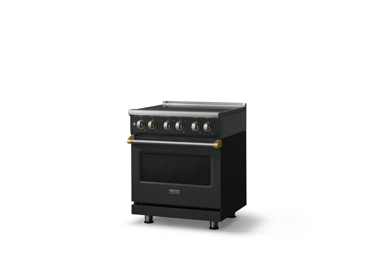 30"W. Induction Range (Finish: Antique Bronze, Trim: Brushed Brass)