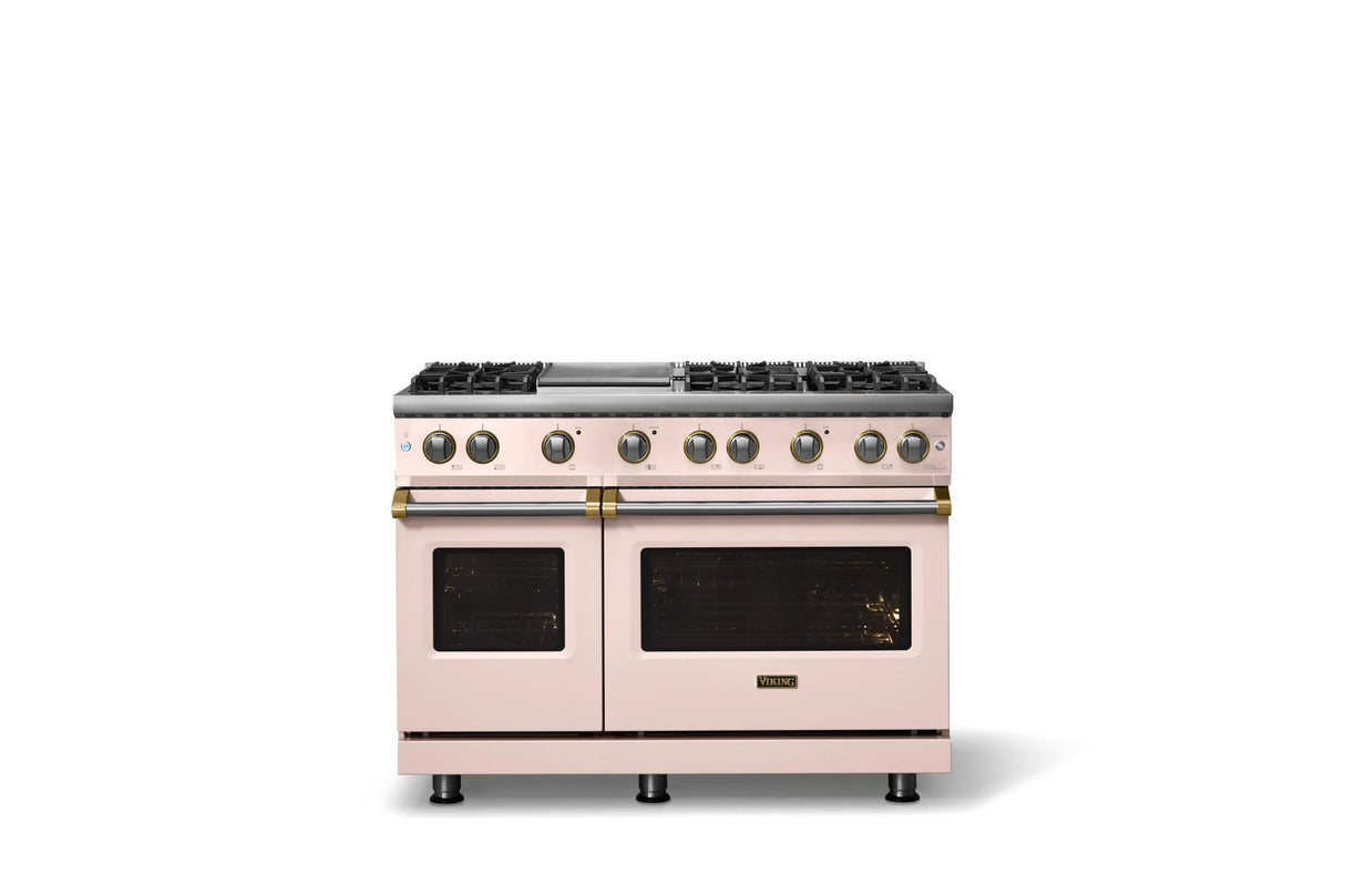 48"W. Sealed Burner Gas Range (Burner: 6g, Finish: Blush, Trim: Polished Chrome, Fuel: Propane)