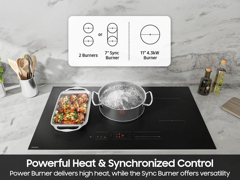 36" Induction Cooktop with Anti-Scratch Matte Glass and Sync Burners in Black