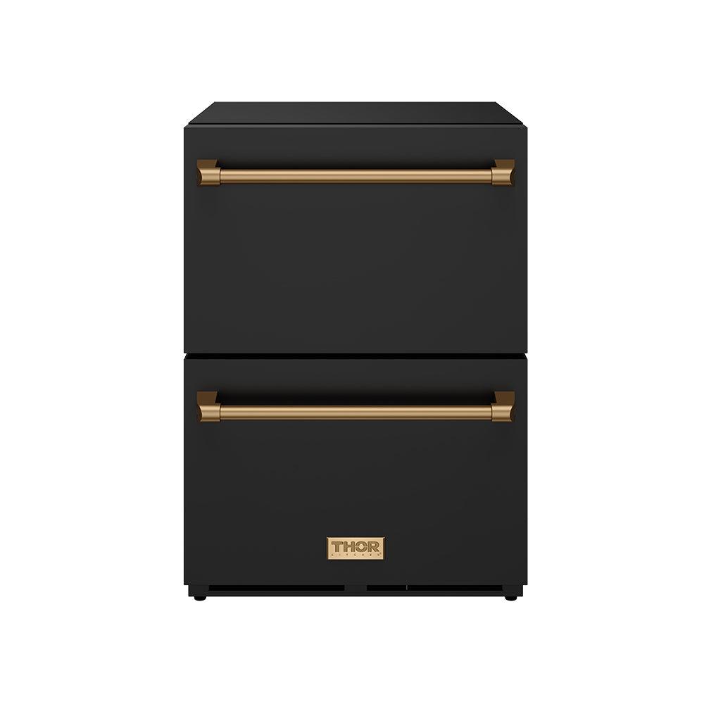 24 Inch Undercounter Built-in / Freestanding Drawer Freezer - Black/bronze Gordon Ramsay Series