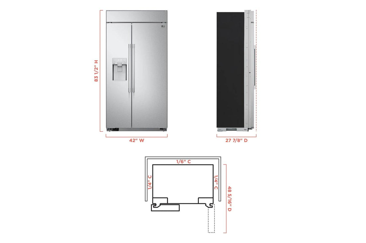 LG STUDIO 26 cu. ft. Smart Side-by-Side Built-In Refrigerator with Ice & Water Dispenser
