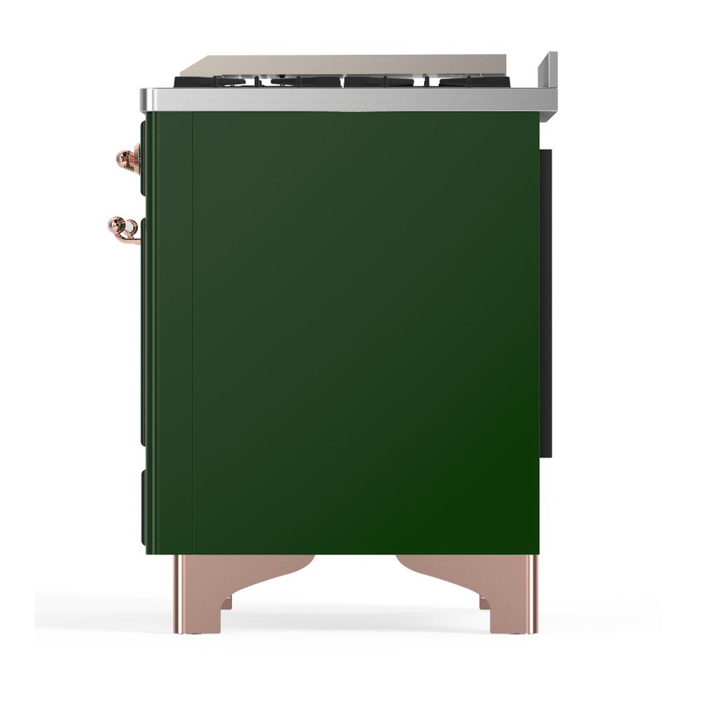 ILVE UMD40FNR3EGP Majestic III 40 inch Dual Fuel Range with 6 Burners and Griddle, Dual Function Burner up to 25,000 BTU (Natural Gas, Triple Glass Door, Emerald Green, Copper)
