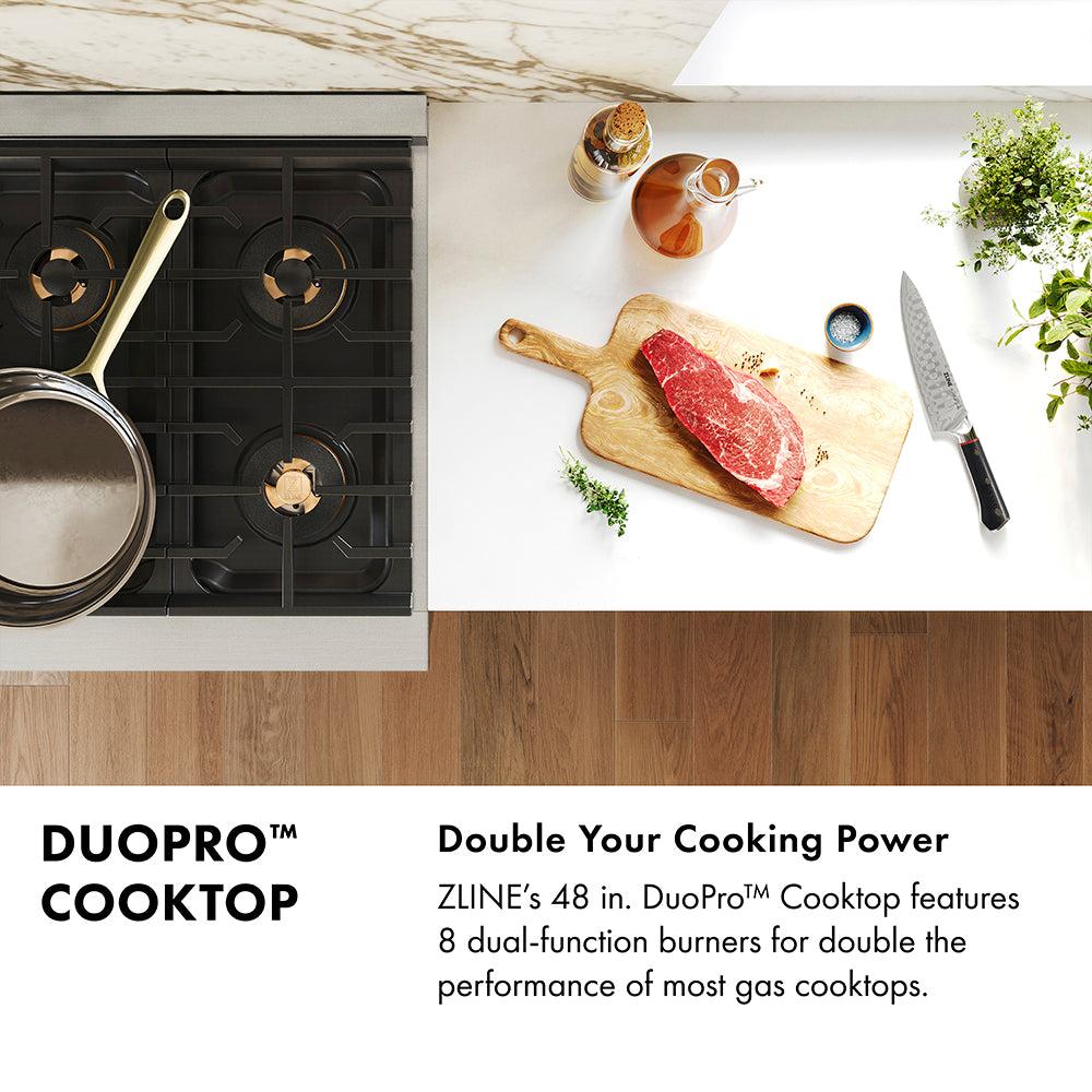 ZLINE Autograph Edition 48 in. 6.7 cu. ft. Paramount Dual Fuel Range with 8 Burner DuoPro? Cooktop and Dual Ovens in Stainless Steel and Matte Black Accents (PSDRZ-48-MB)