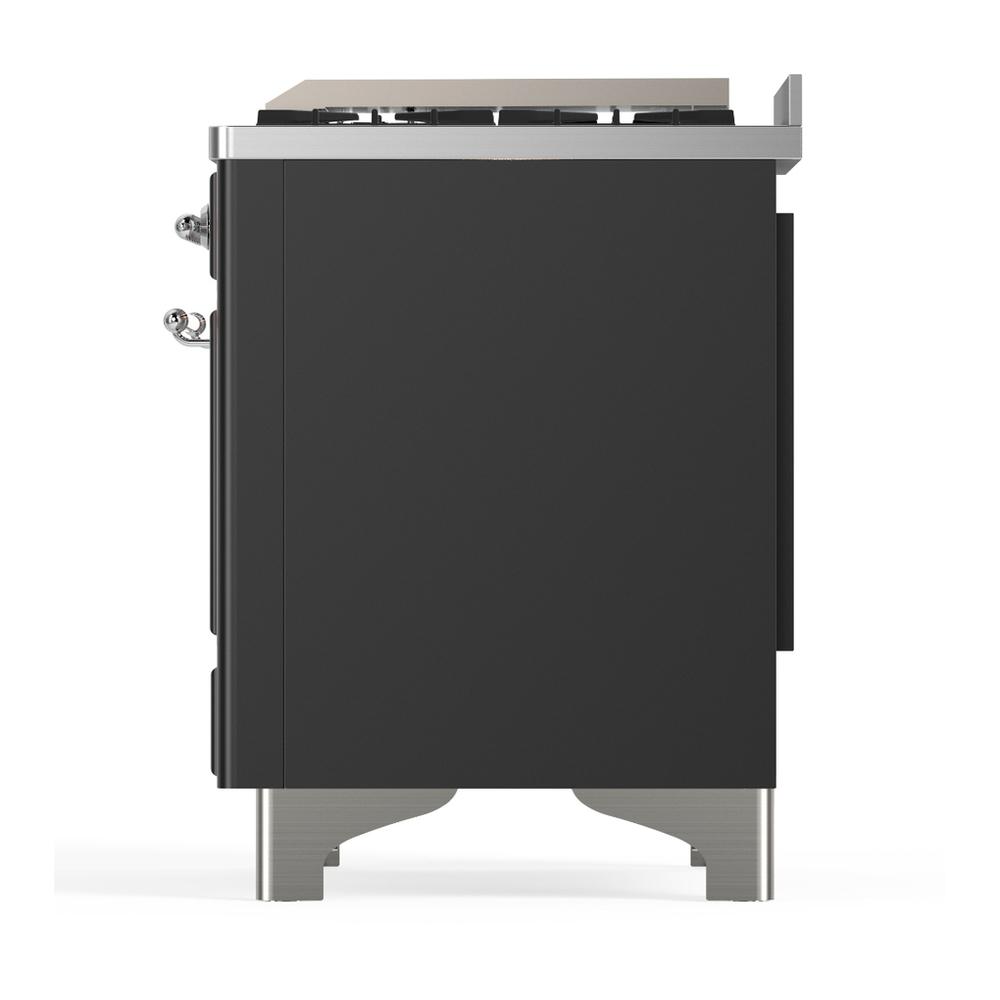 ILVE UMD40FQNR3MGCLP Majestic III 40 inch Dual Fuel Range with 6 Burners and Griddle, Dual Function Burner up to 25,000 BTU (Liquid Propane, Solid Door, Graphite Matte, Chrome)