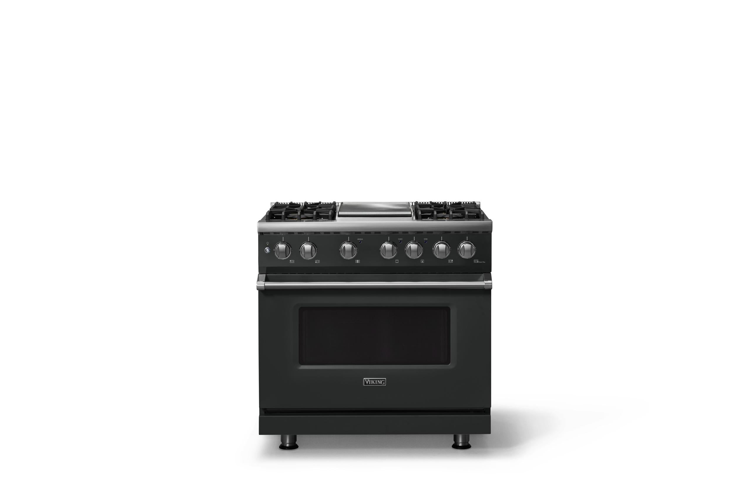 36"W. Dual Fuel Range (Burner: 4g, Finish: Antique Bronze, Trim: Polished Chrome, Fuel: Natural Gas)