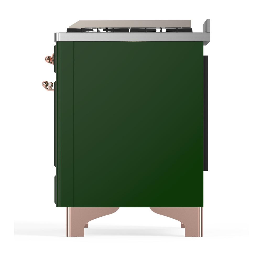 ILVE UMD40FQNR3EGP Majestic III 40 inch Dual Fuel Range with 6 Burners and Griddle, Dual Function Burner up to 25,000 BTU (Natural Gas, Solid Door, Emerald Green, Copper)