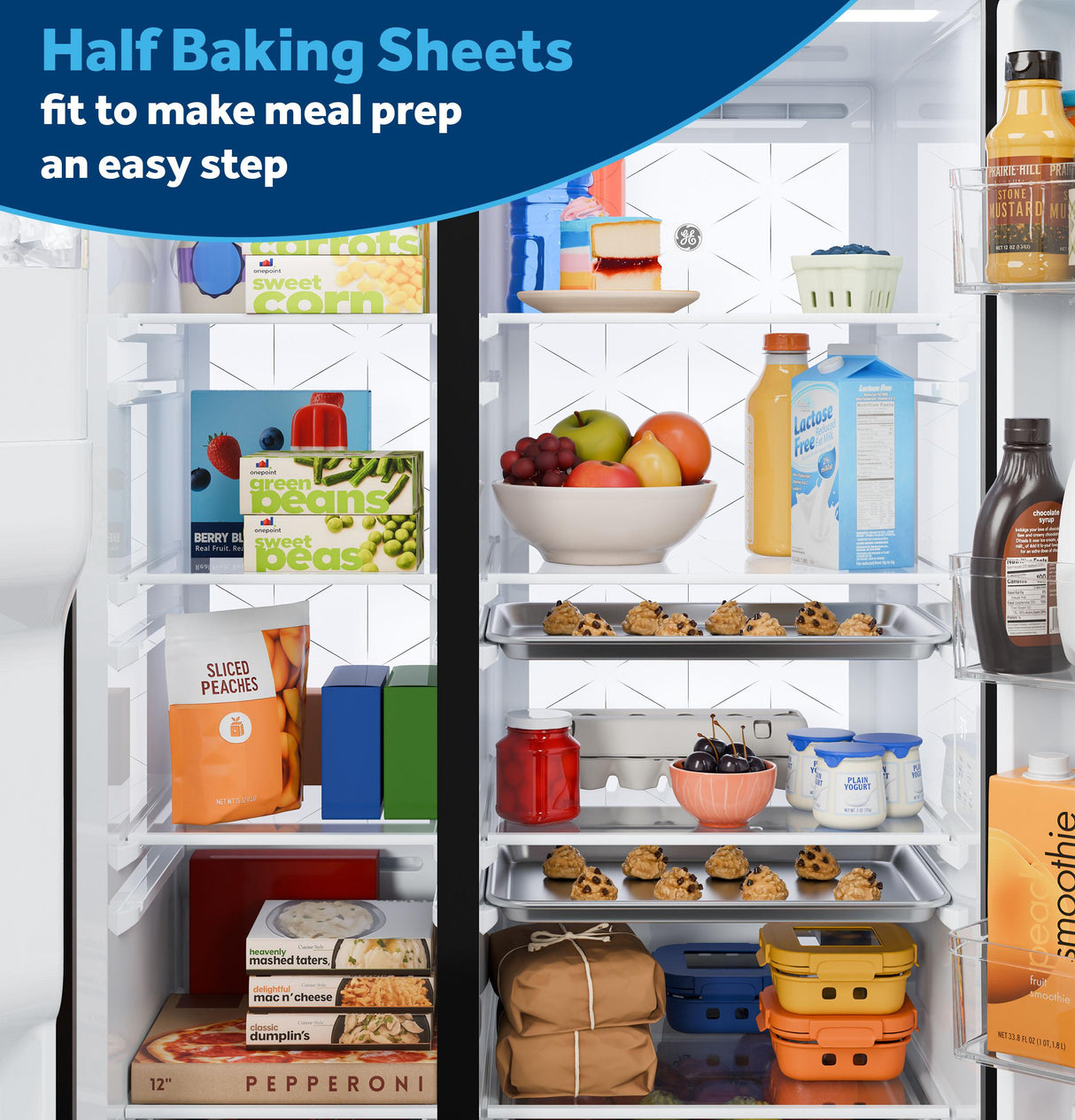 GE® 23.5 Cu. Ft. Counter-Depth Side-By-Side Refrigerator with LED Light Walls and Extra Tall Dispenser