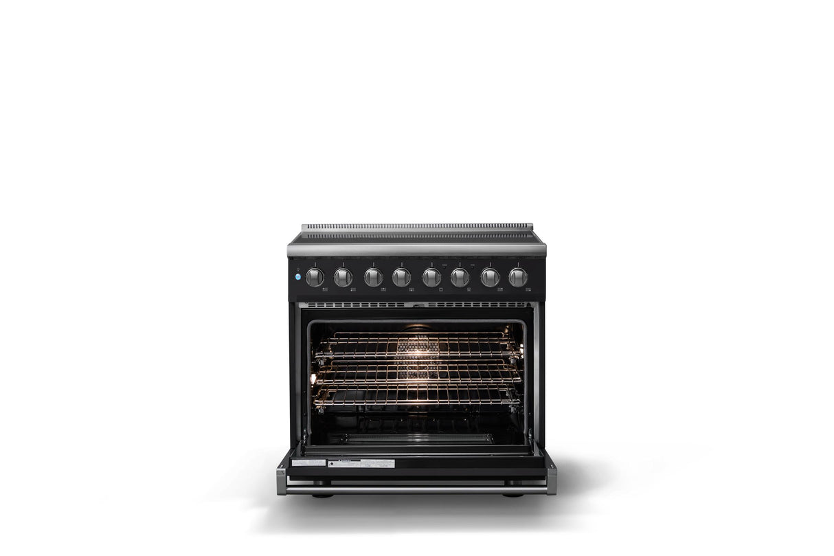 36"W. Induction Range (Finish: Onyx, Trim: Polished Chrome)
