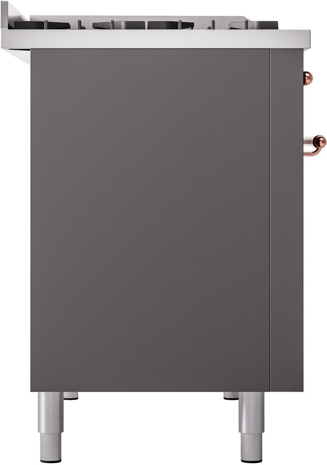Nostalgie II 48 Inch Dual Fuel Liquid Propane Freestanding Range in Matte Graphite with Copper Trim