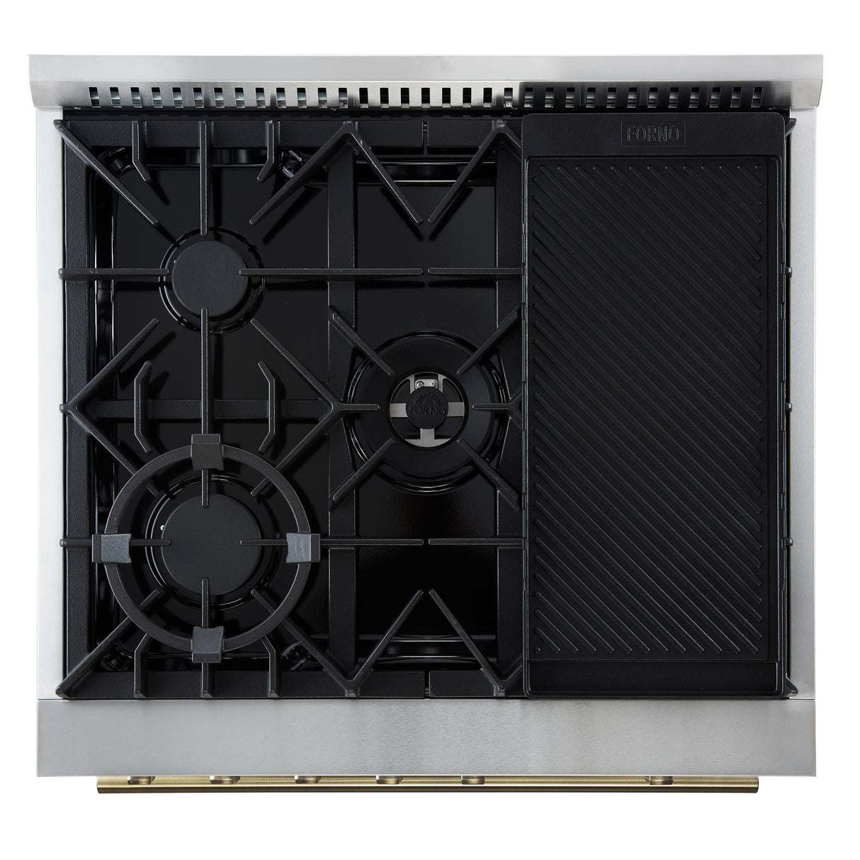Giovanni 30-inch Gas Range Black & Antique Brass Design, 5 Burners 67,000 BTU, 4.32 cu.ft. Convection Oven