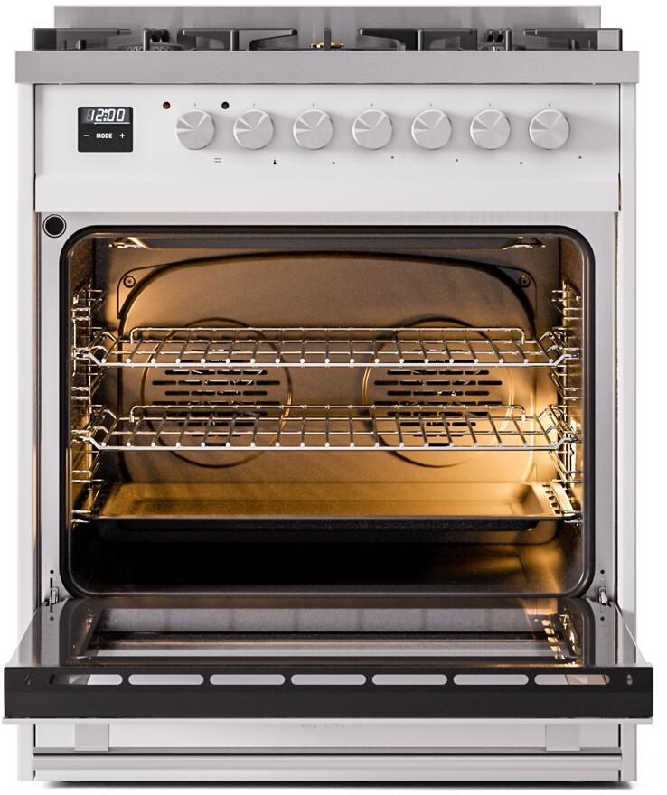 Professional Plus II 30 Inch Dual Fuel Liquid Propane Freestanding Range in White with Trim