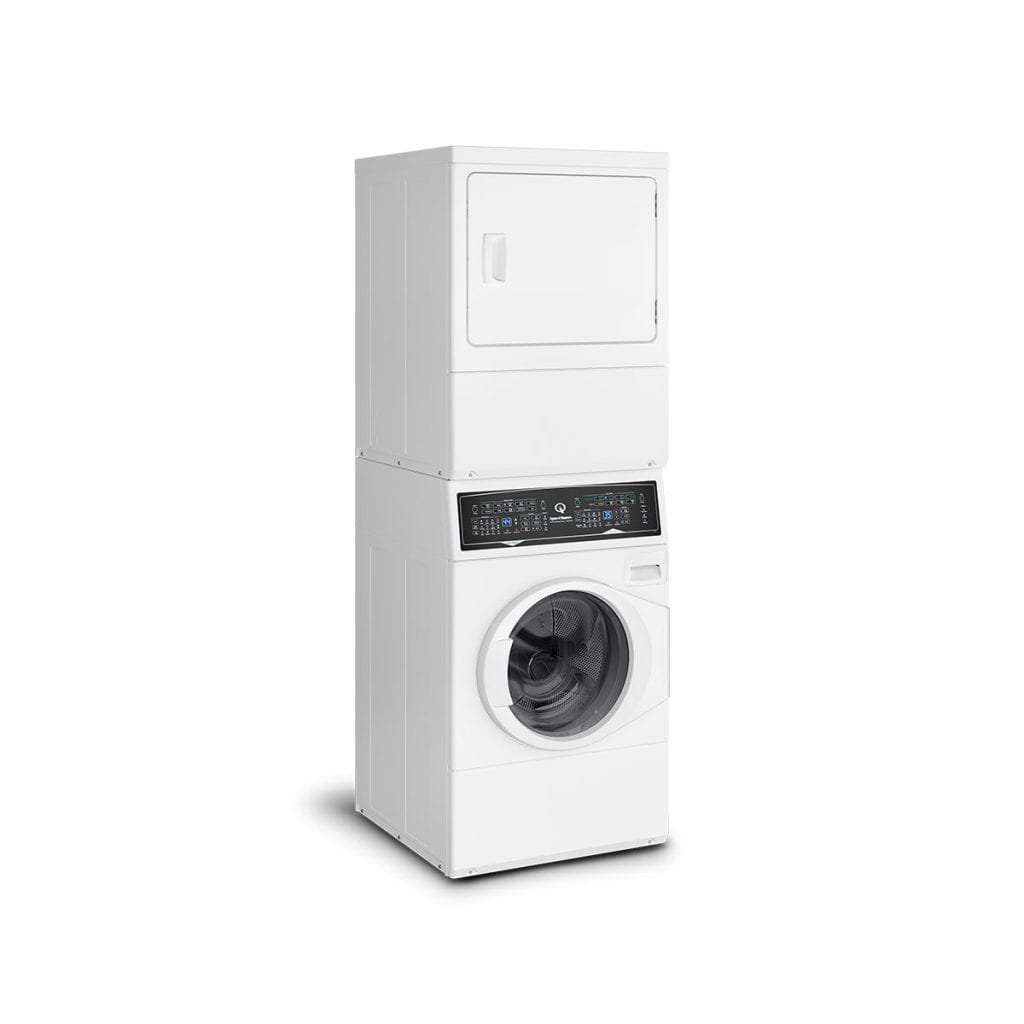 SF7 Stacked White Washer - Gas Dryer with Pet Plus Sanitize Fast Cycle Times 5-Year Warranty